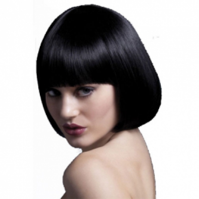 Lola medium bob wig with fringe black image