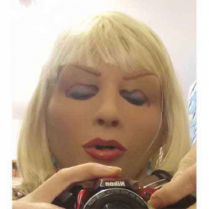 Realistic Female latex Mask with Blonde Wig attached image