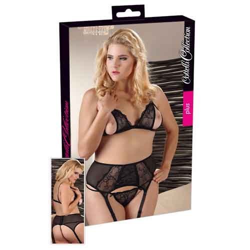 Black open Bra Set plus size