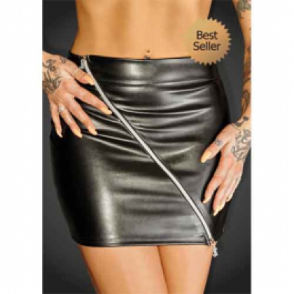 Eco-leather mini skirt with 2-way zipper RULER image