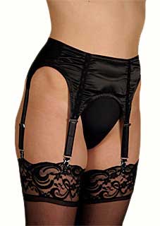 Axfords Satin Suspender Belt with Four Wide Suspenders 