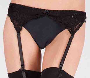 Silky Black Lace Suspender Belt with 4 straps image