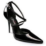 Court shoe with criss cross strap and 4 1/2 heel image