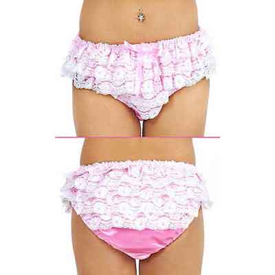 Bambi Lace Covered Pink Satin Panties 