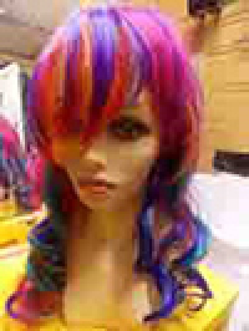Multicoloured long wig 