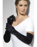 Long Velveteen Gloves Black